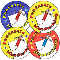 35 Holographic Fantastic Handwriting Stickers - 37mm
