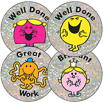35 Holographic Mr Men Stickers - 37mm