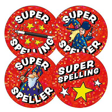 35 Holographic Super Speller Wizard Stickers - 37mm