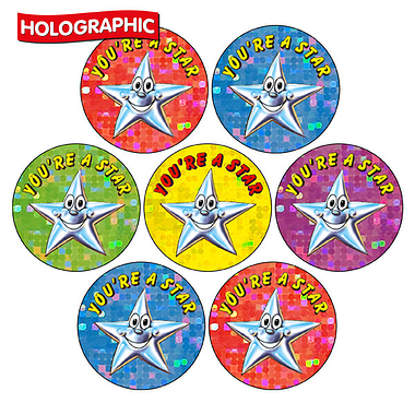 35 Holographic You're a Star Stickers - 20mm
