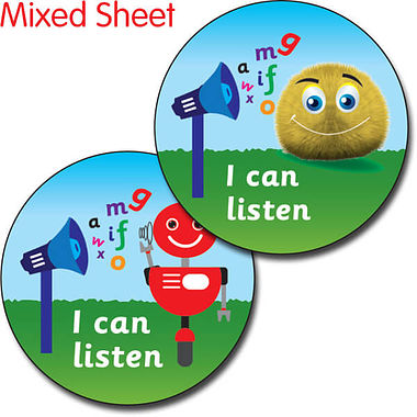 35 I Can Listen Fun Bugs Stickers - 37mm