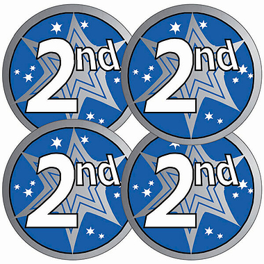 35 Metallic 2nd Place Stickers - 37mm