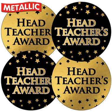 35 Metallic Head Teacher's Award Stickers - 37mm