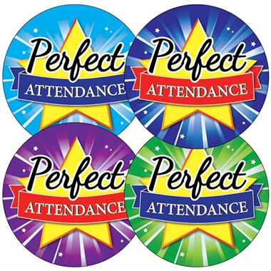 35 Perfect Attendance Stickers - 37mm