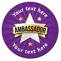 35 Personalised Ambassador Star Stickers - 37mm
