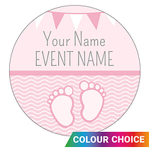 35 Personalised Baby Feet Baby Shower Stickers - 37mm