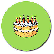 35 Personalised Birthday Cake Stickers - 37mm