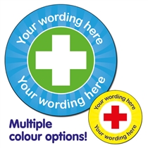 35 Personalised First Aid Stickers - 37mm