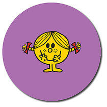 35 Personalised Little Miss Sunshine Stickers - Purple - 37mm