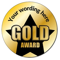 35 Personalised Metallic Gold Award Stickers - 37mm