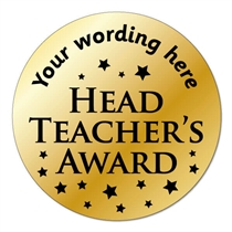 35 Personalised Metallic Head Teacher's Award Stickers - 37mm