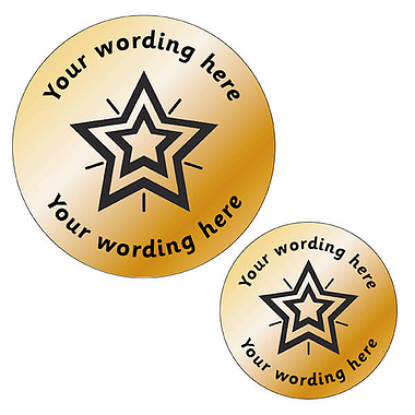 35 Personalised Metallic Star Stickers - Bronze