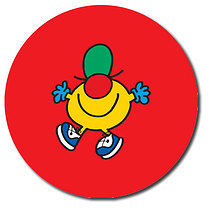 35 Personalised Mr Funny Stickers - Red - 37mm