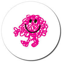 35 Personalised Mr Messy Stickers - White - 37mm