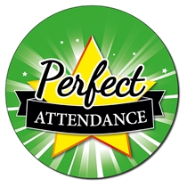 35 Personalised Perfect Attendance Stickers - 37mm