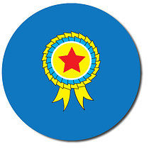 35 Personalised Rosette Stickers - Blue - 37mm
