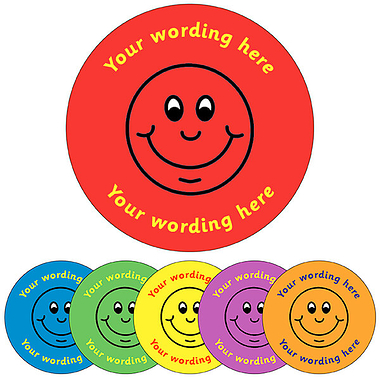 35 Personalised Smile Stickers - 37mm