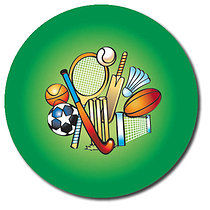 35 Personalised Sports Equipment Stickers - 37mm