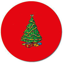 35 Personalised Traditional Christmas Tree Stickers - 37mm