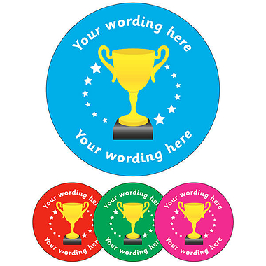 35 Personalised Trophy Stickers - 46 x 30mm