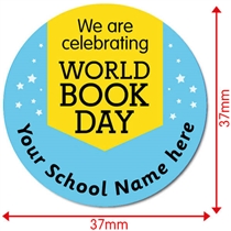 35 Personalised World Book Day Stickers - 37mm