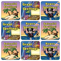 35 Pirate Reading Stickers - 20mm