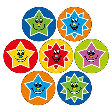 35 Smiley Star Stickers - 20mm