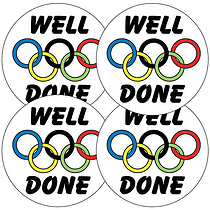 35 Well Done Rings Sports Day Stickers - 37mm