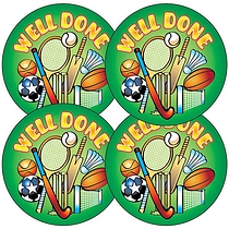 35 Well Done Sports Stickers - 37mm