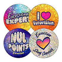 36 Holographic Eurovision Stickers - 35mm