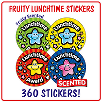 360 Fruity Scented Lunchtime Award Stickers - 25mm