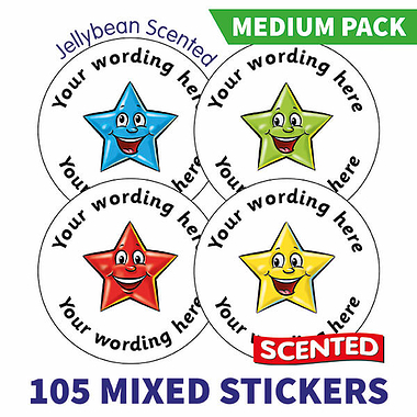 Personalised SCENTED Star Stickers Value Pack (105 Stickers - 37mm)