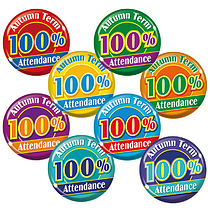 40 Autumn Term 100% Attendance Badges - 38mm