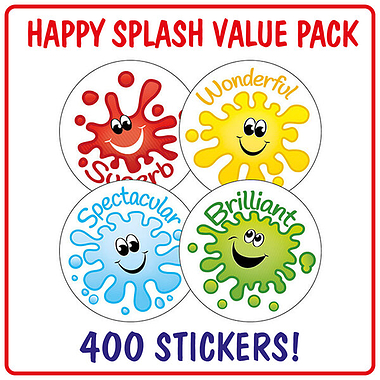 400 Happy Splash Stickers - 32mm