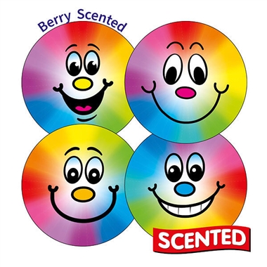 45 Berry Scented Rainbow Smile Stickers - 32mm