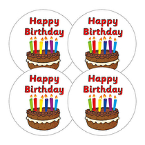 45 Chocolate Scented Happy Birthday Stickers - 32mm