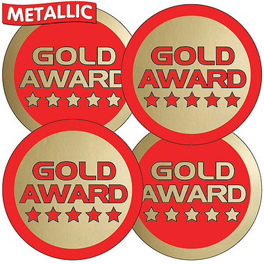 45 Metallic Gold Award Stickers - 32mm