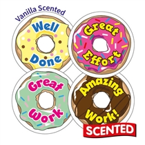 45 Vanilla Scented Doughnut Stickers - 32mm