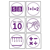 6 Assorted Numeracy Stampers - Pedagogs - Purple - 25mm
