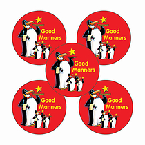 70 Good Manners Penguins Stickers - 25mm
