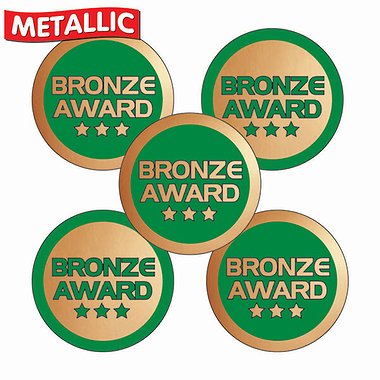 70 Metallic Bronze Award Stickers - 25mm