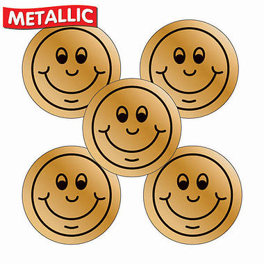 70 Metallic Bronze Smile Stickers - 25mm