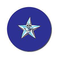 70 Personalised Star Stickers - Blue - 25mm