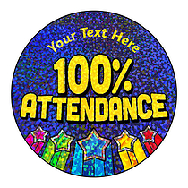 72 Personalised Holographic Attendance Award Shooting Star Stickers - 35mm