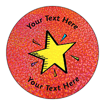 72 Personalised Holographic Bright Star Stickers - 35mm