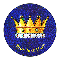 72 Personalised Holographic Crown Stickers - 35mm