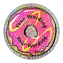 72 Personalised Holographic Doughnut Stickers - 35mm