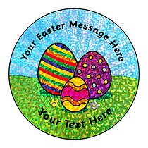 72 Personalised Holographic Easter Stickers - 35mm