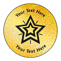 72 Personalised Holographic Gold Star Stickers - 35mm