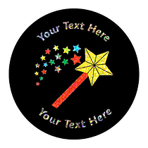 72 Personalised Holographic Magic Wand Stickers - 35mm